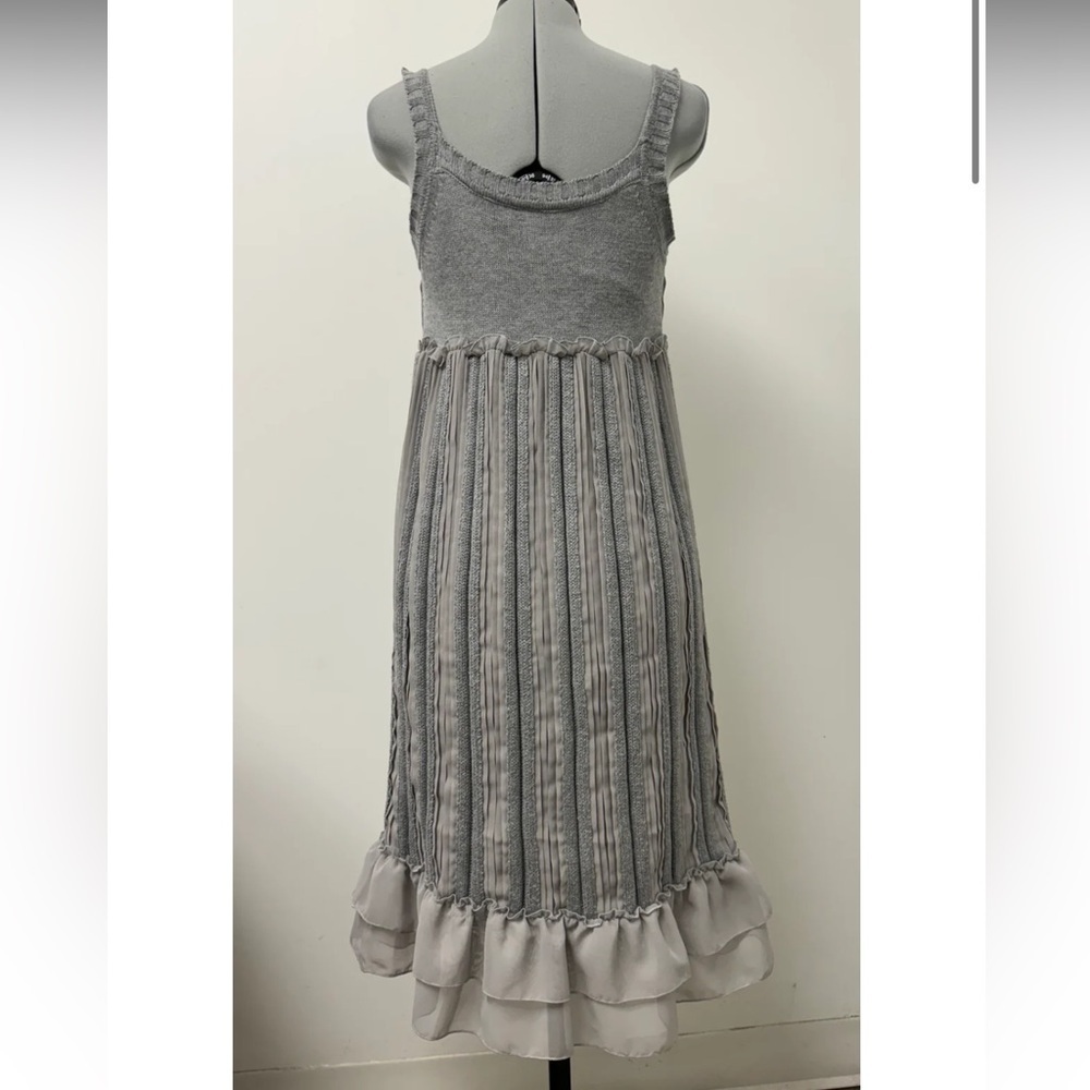 NWT Calvin Klein Sz S Y2K Knit Empire Tiered Chiffon Ruffle Midi Slip Dress - Picture 4 of 12
